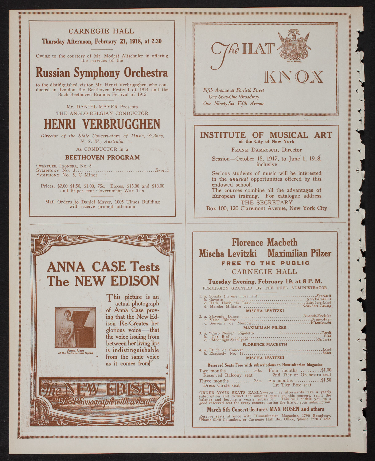 Paulist Choristers, February 13, 1918, program page 2