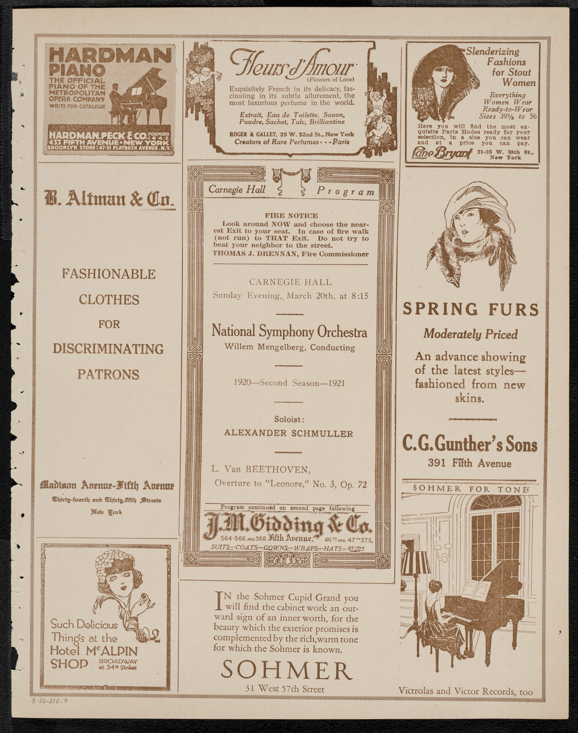 National Symphony Orchestra, March 20, 1921, program page 5