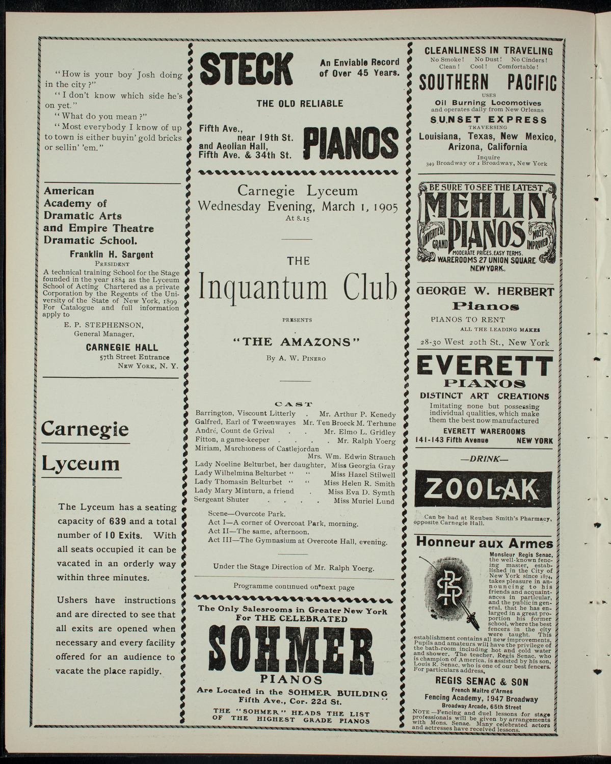 The Inquantum Club, March 1, 1905, program page 2