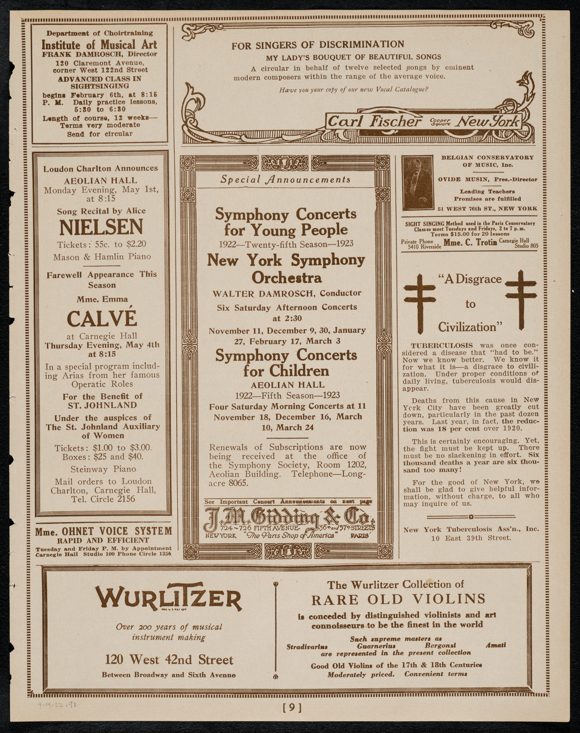 New York Banks' Glee Club, April 19, 1922, program page 9