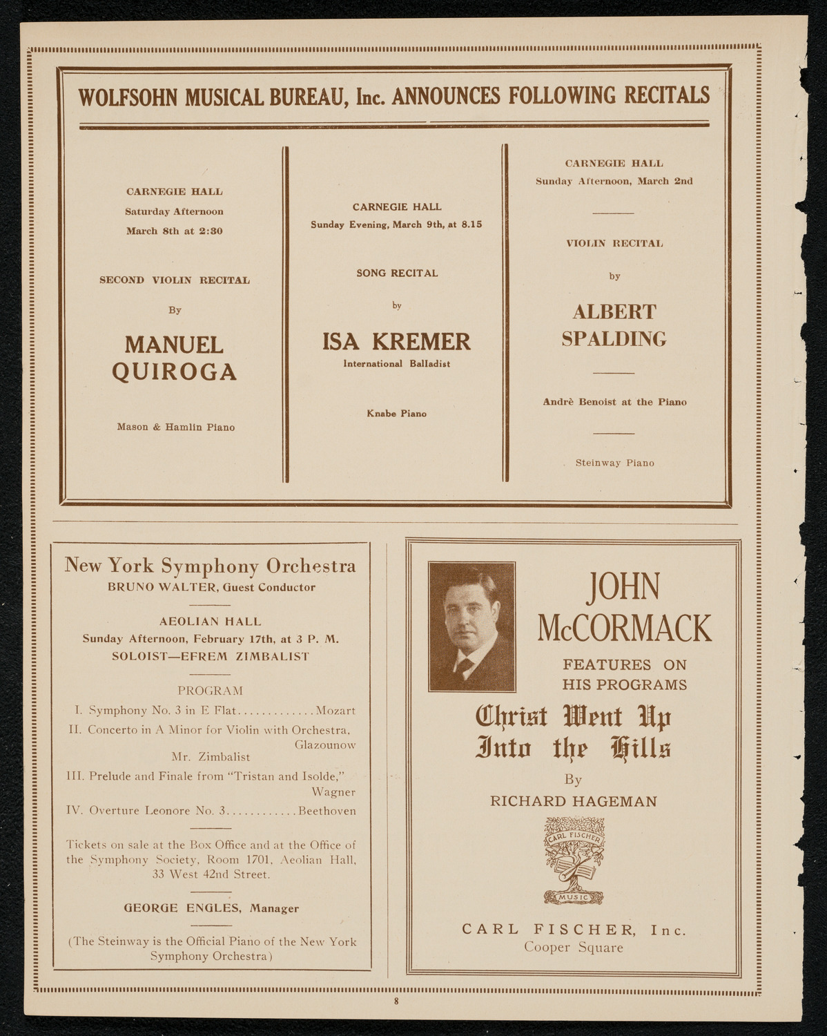 Mademoiselle Jenny Lind as sung by Miss Frieda Hempel, February 12, 1924, program page 8