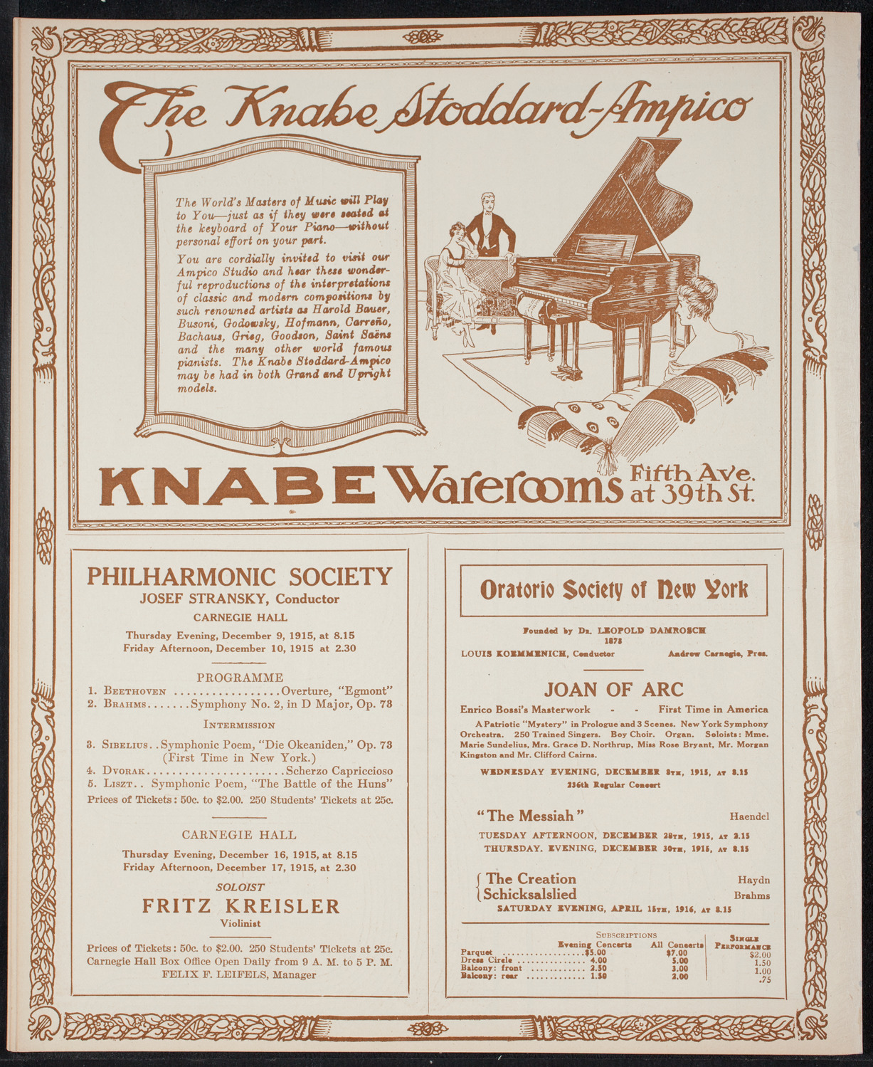 Ignacy Jan Paderewski, Piano, December 7, 1915, program page 12