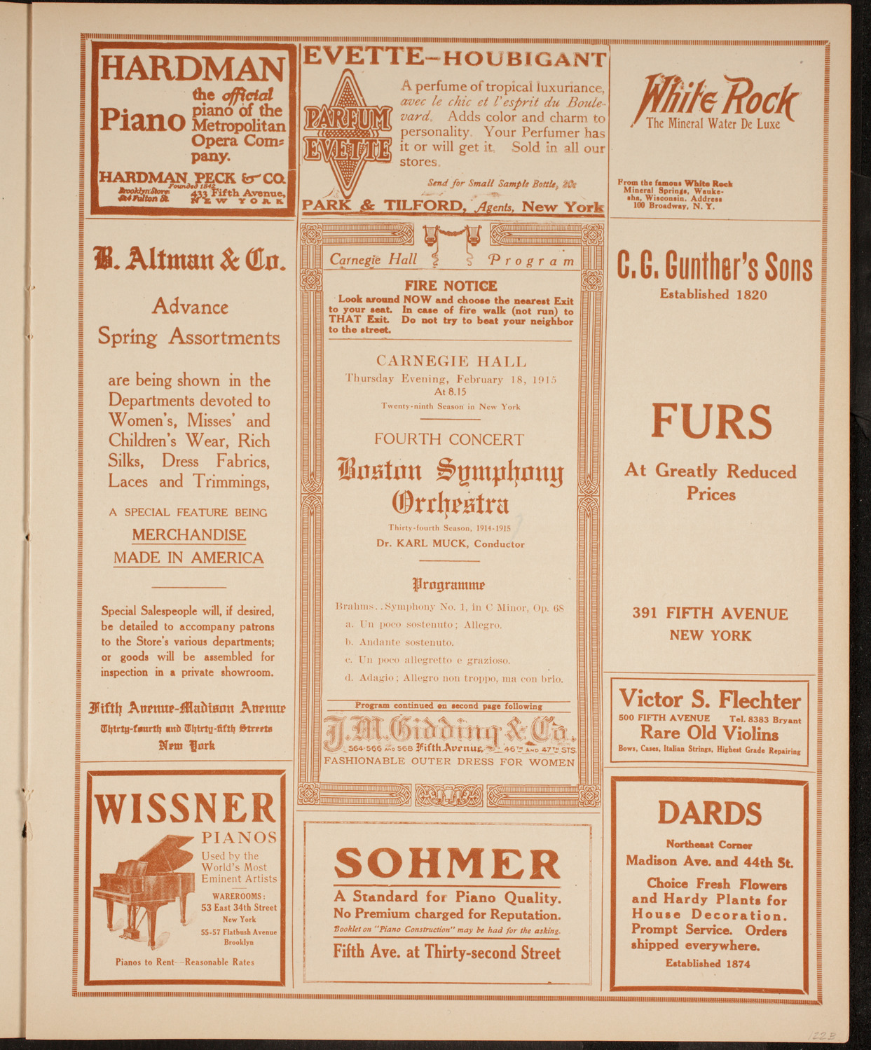 Boston Symphony Orchestra, February 18, 1915, program page 5