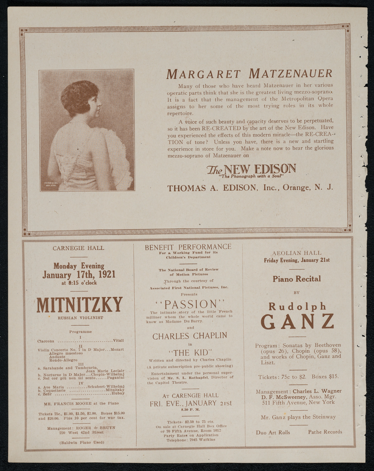 New York Philharmonic, January 13, 1921, program page 2