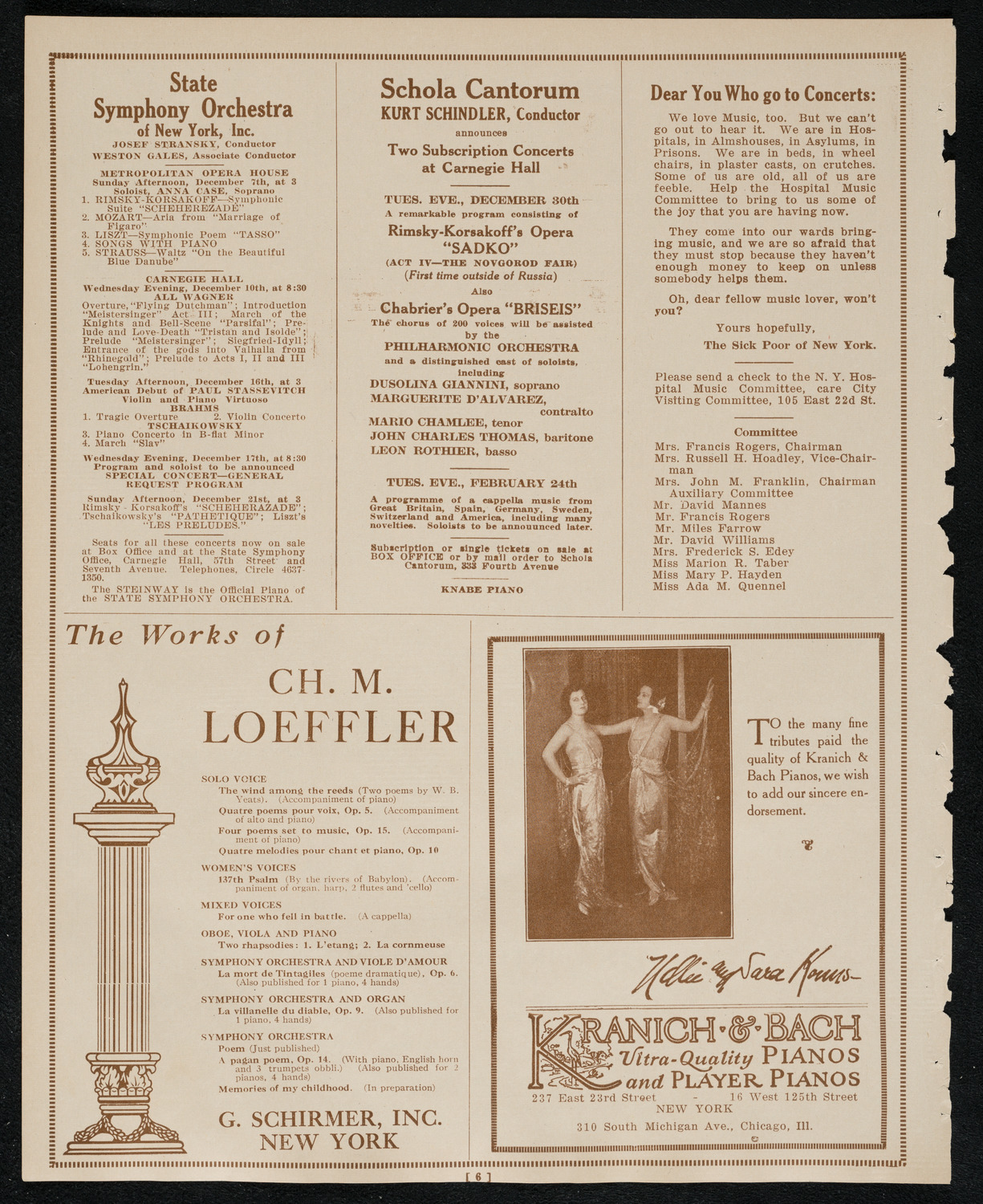 New York Philharmonic, December 4, 1924, program page 6