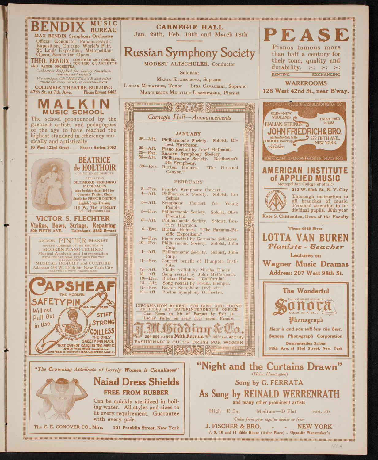 New York Philharmonic, January 27, 1916, program page 3