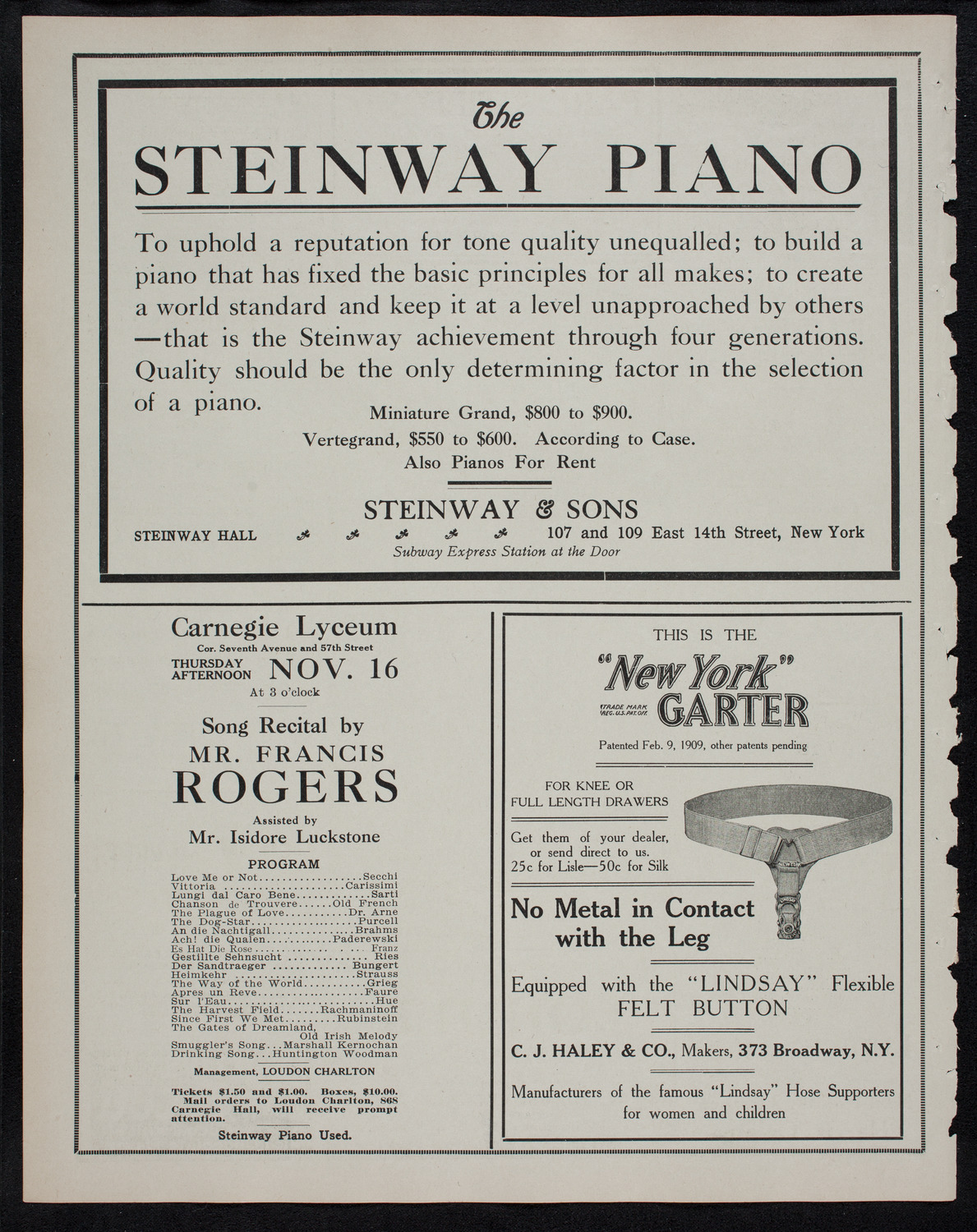 Elmendorf Lecture: The Riviera, November 13, 1911, program page 4