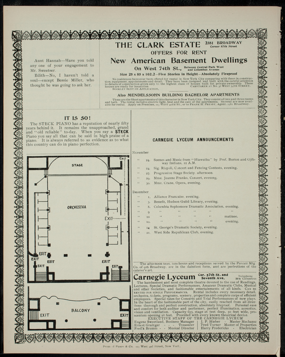 Magaret Wycherly and Her Company, November 19, 1904, program page 4
