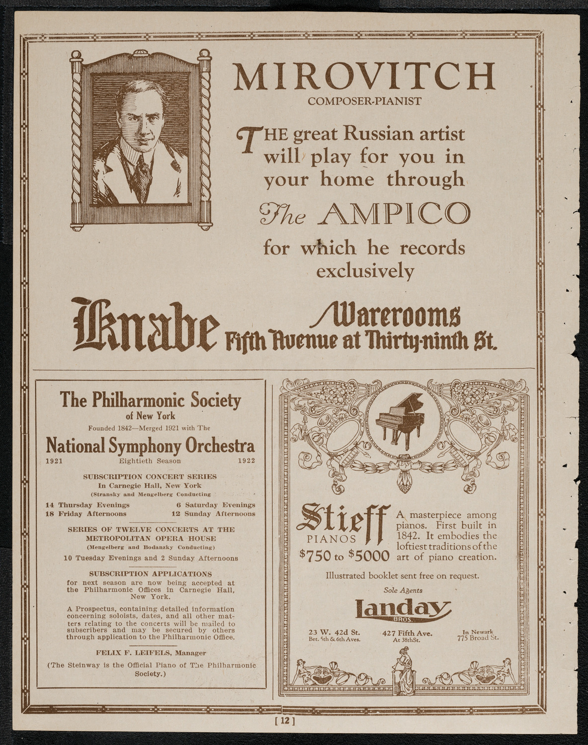 Joseph Schwarz, Baritone, Max Rosen, Violin, and Sara Sokolsky-Freid, Piano, May 1, 1921, program page 12