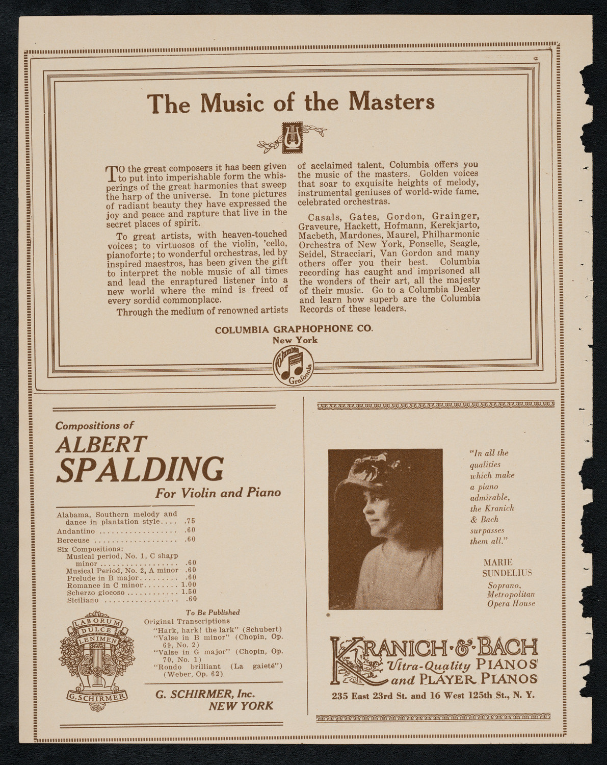 New York Symphony Orchestra, March 22, 1923, program page 6