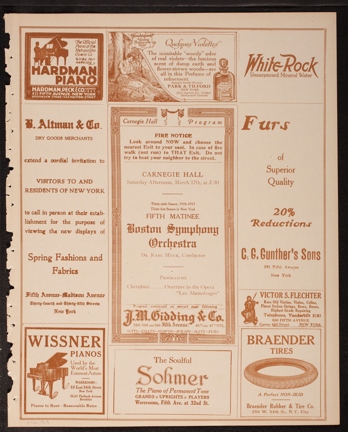 Boston Symphony Orchestra, March 17, 1917, program page 5