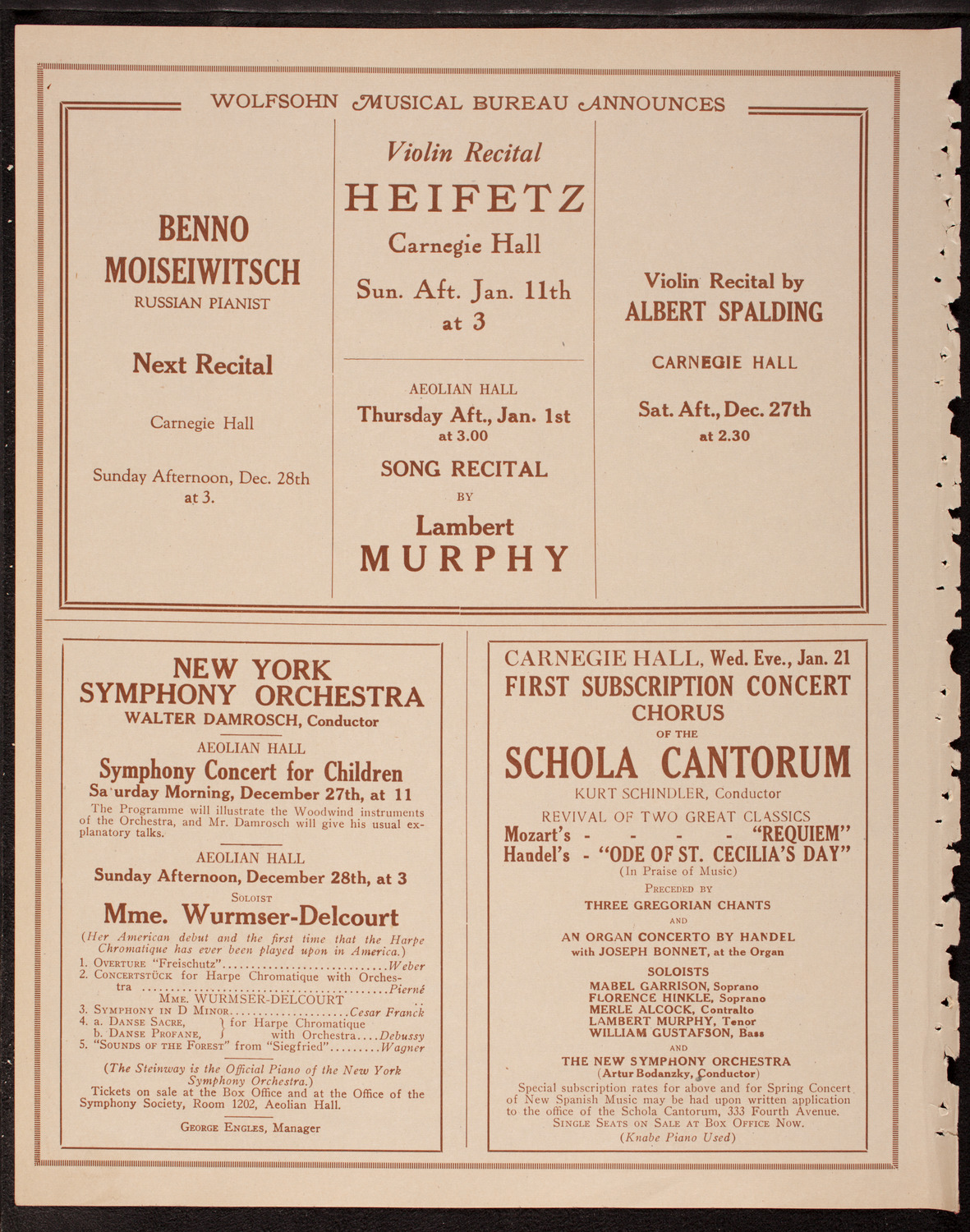 New Symphony Orchestra, December 26, 1919, program page 8