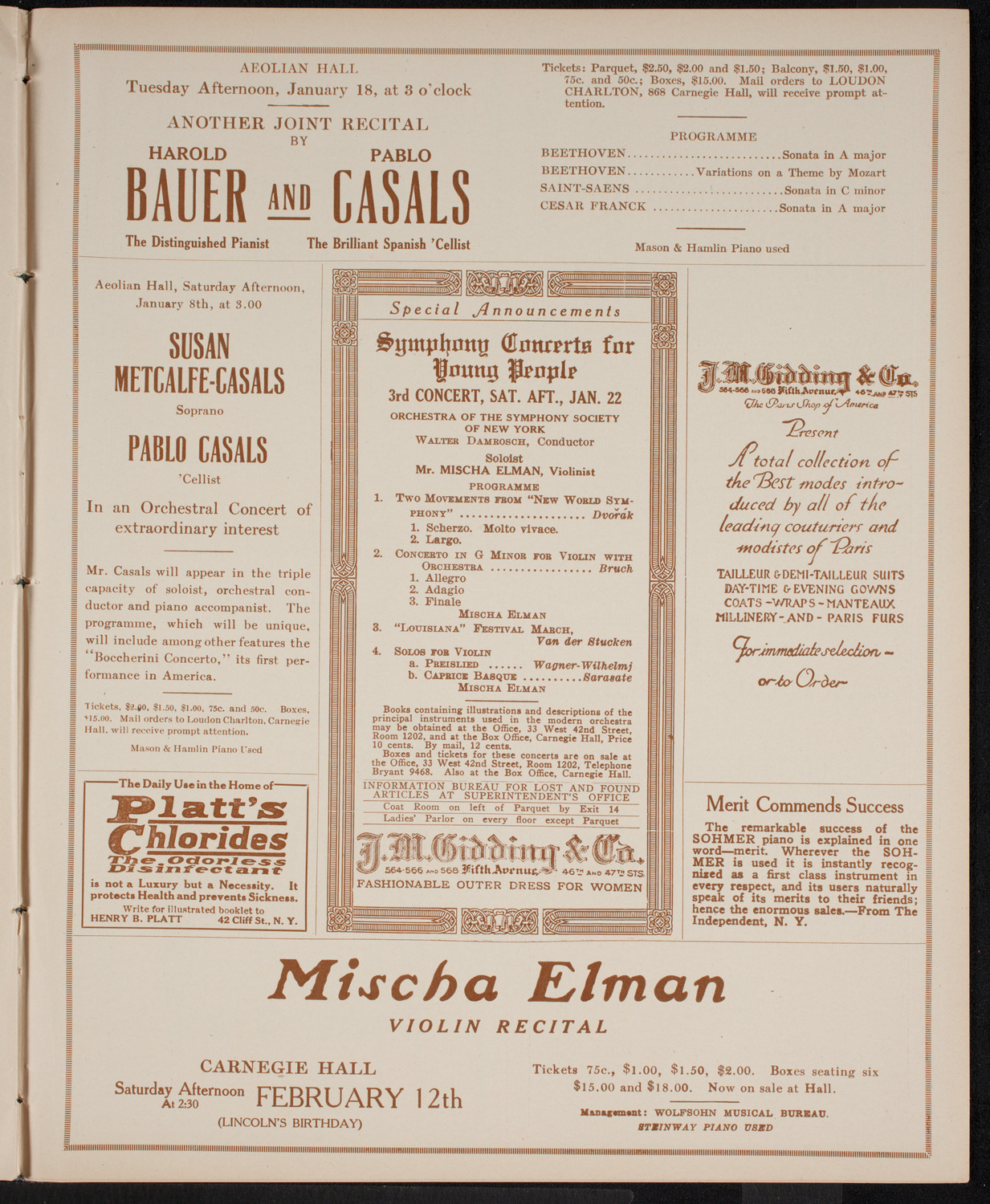 New York Philharmonic, January 9, 1916, program page 9