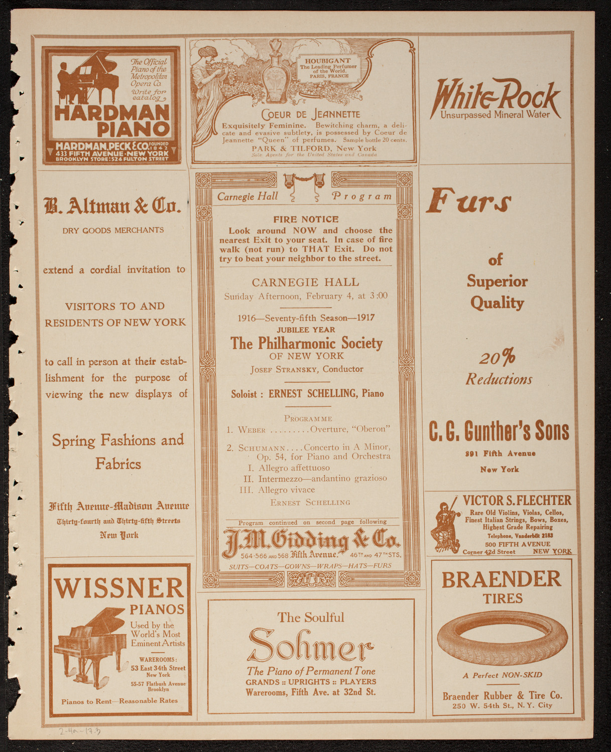 New York Philharmonic, February 4, 1917, program page 5