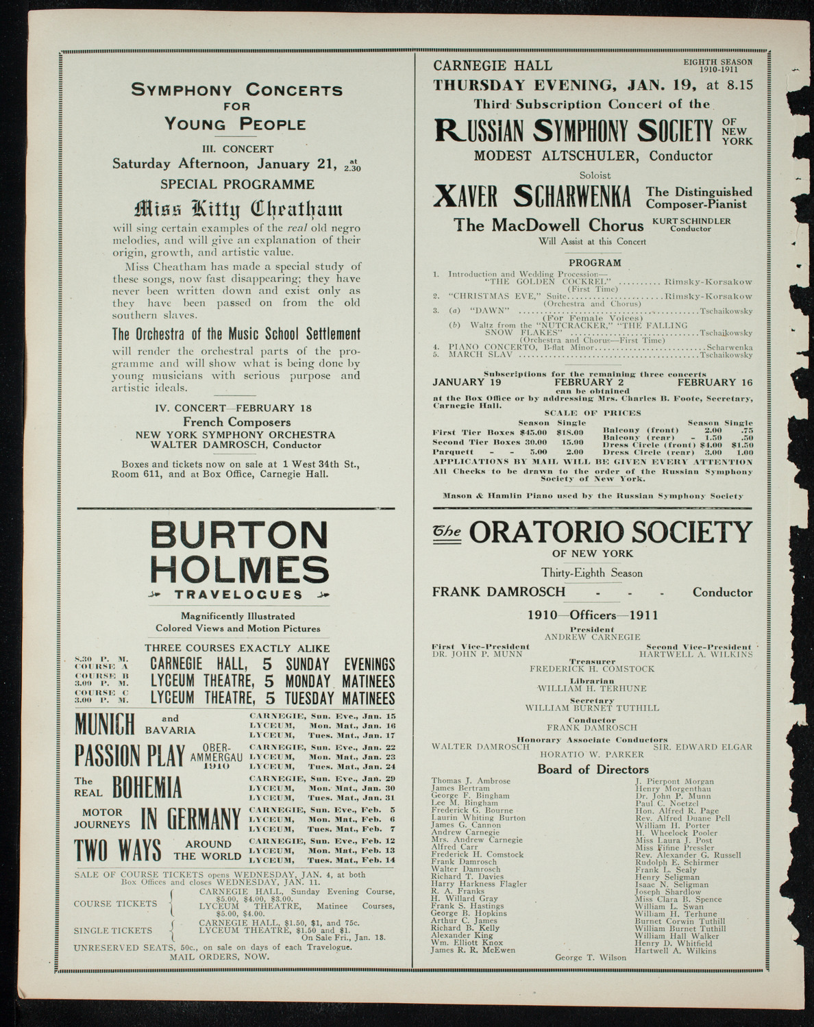 Oratorio Society of New York, December 28, 1910, program page 10