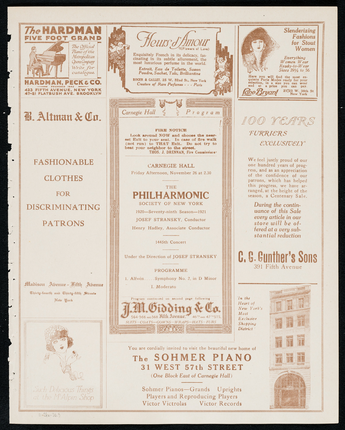 New York Philharmonic, November 26, 1920, program page 5