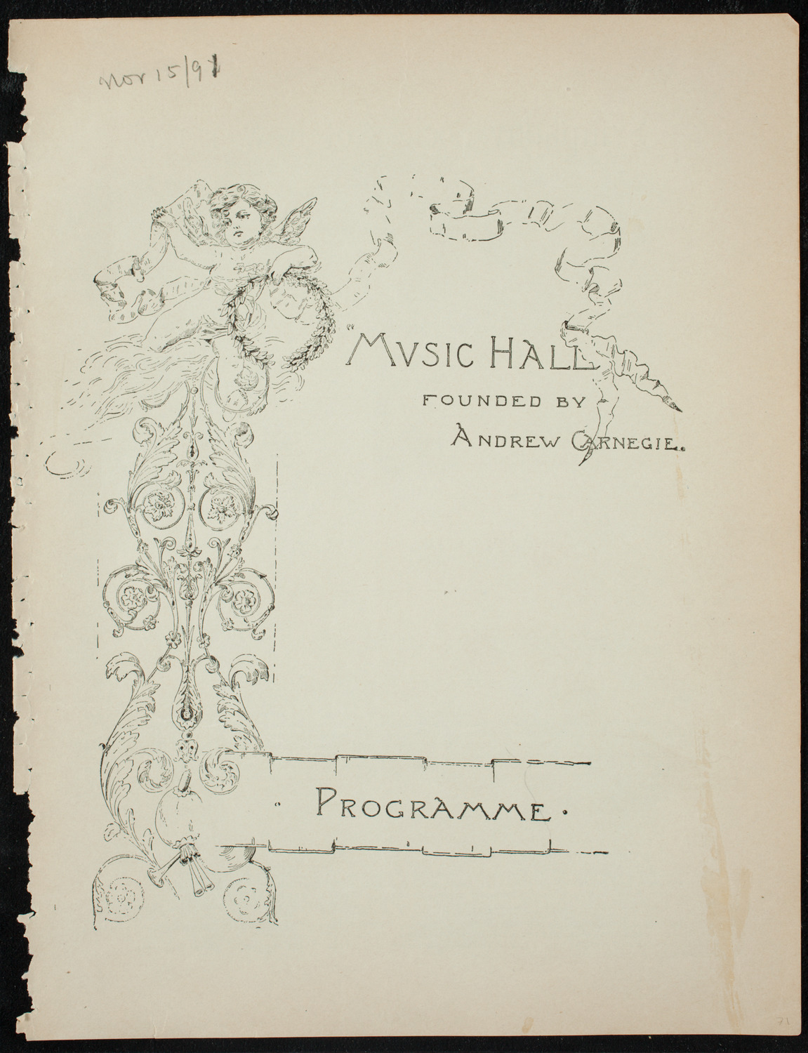 Damrosch Sunday Concert, November 15, 1891, program page 1