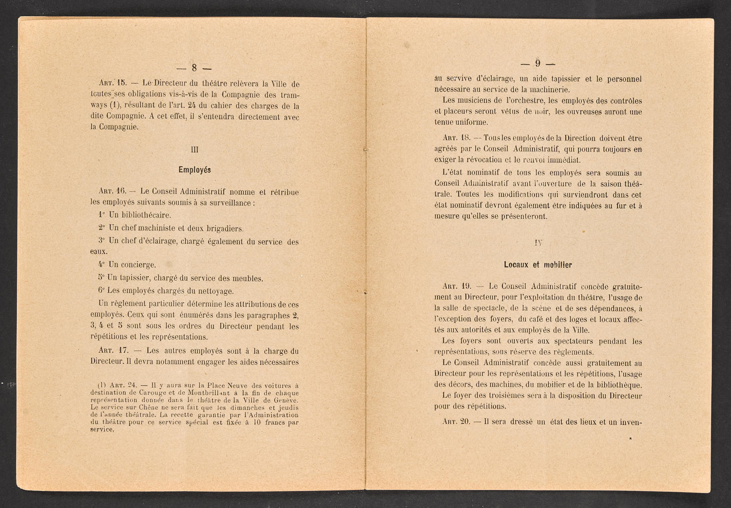 Convention et Cahier de Charges pour l'exploitation du Theatre de Genève (1891-1892), page 5 of 13