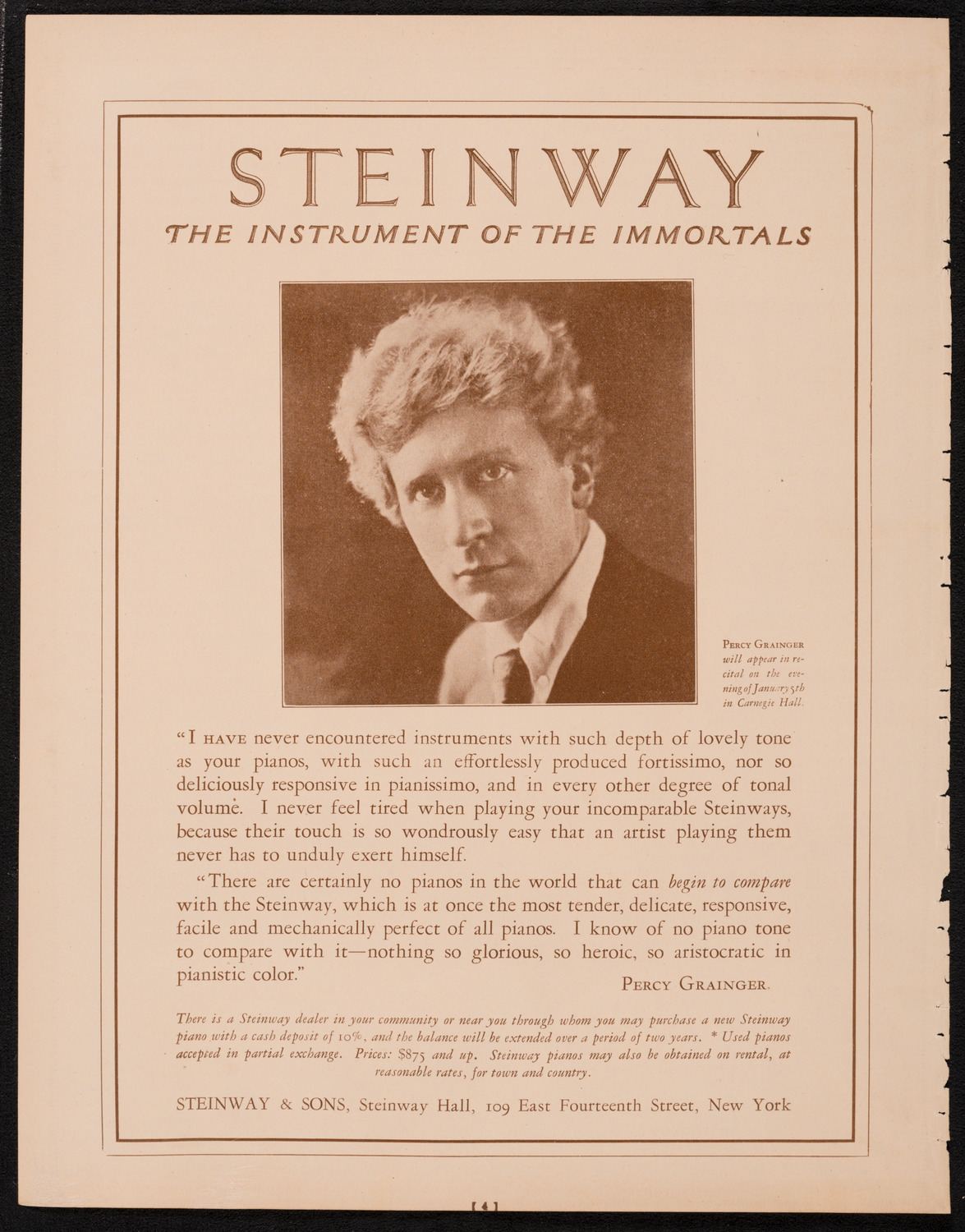 John McCormack, Tenor, January 4, 1925, program page 4