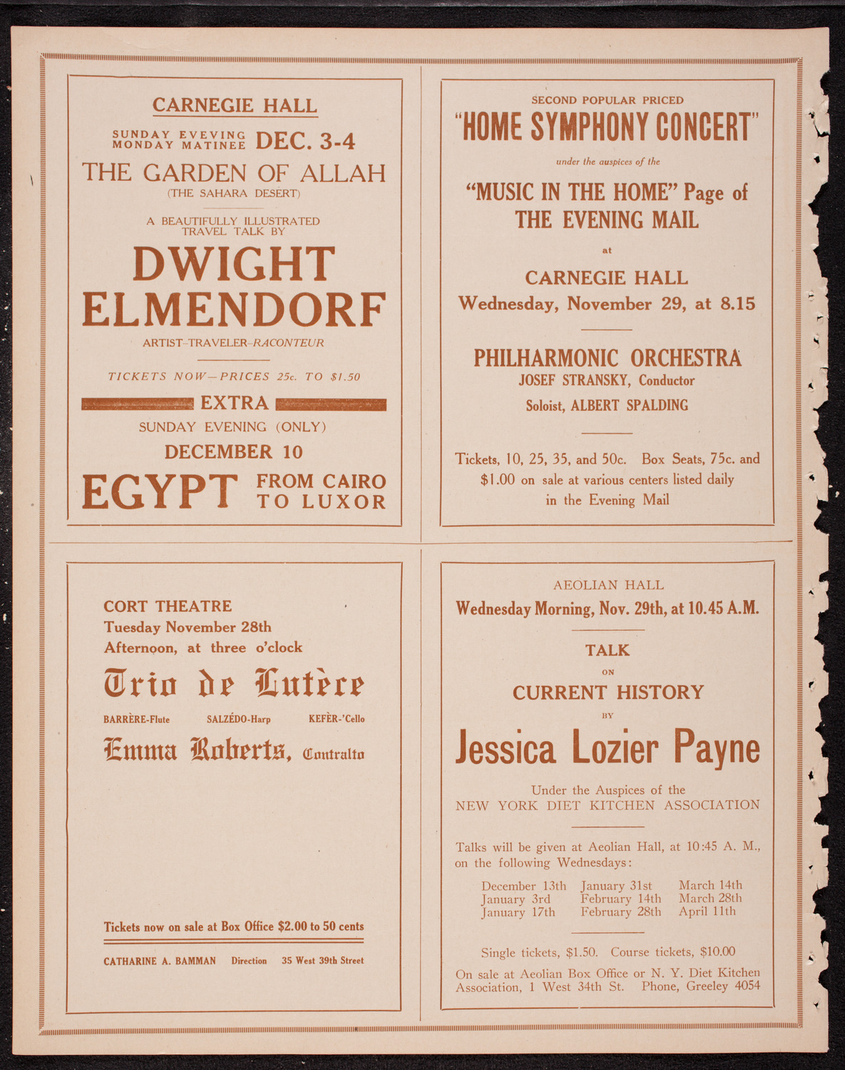 Elmendorf Lecture: Old German Towns, November 26, 1916, program page 10