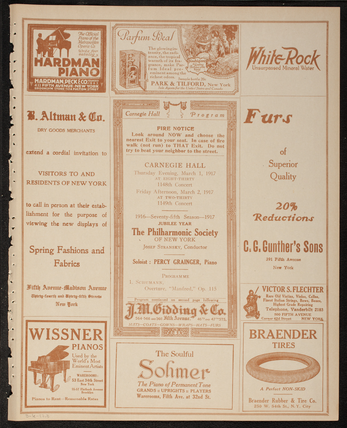 New York Philharmonic, March 1, 1917, program page 5