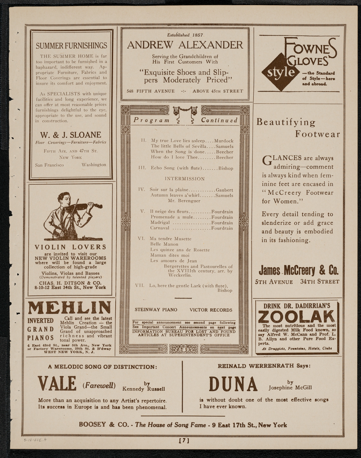Amelita Galli-Curci, Soprano, May 12, 1921, program page 7