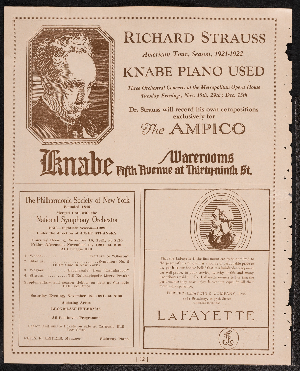 Philadelphia Orchestra, November 1, 1921, program page 12