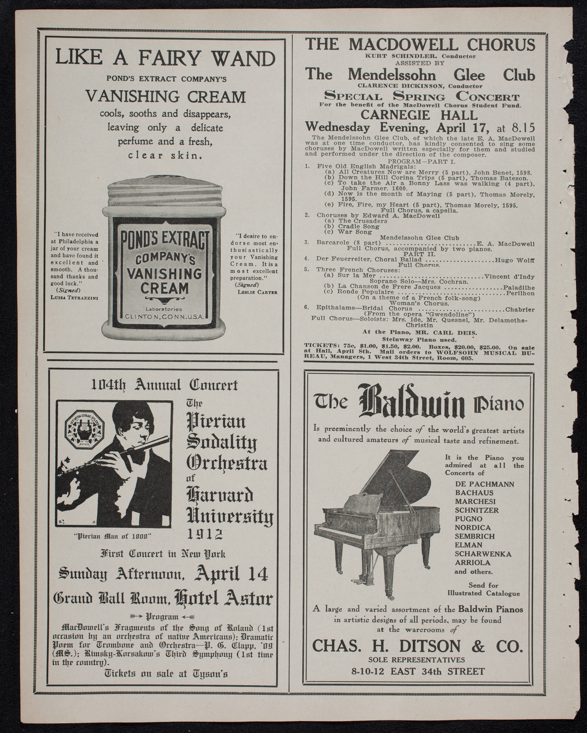 Jeanne Jomelli, Soprano, and Paolo Gruppe, Cello, April 4, 1912, program page 8