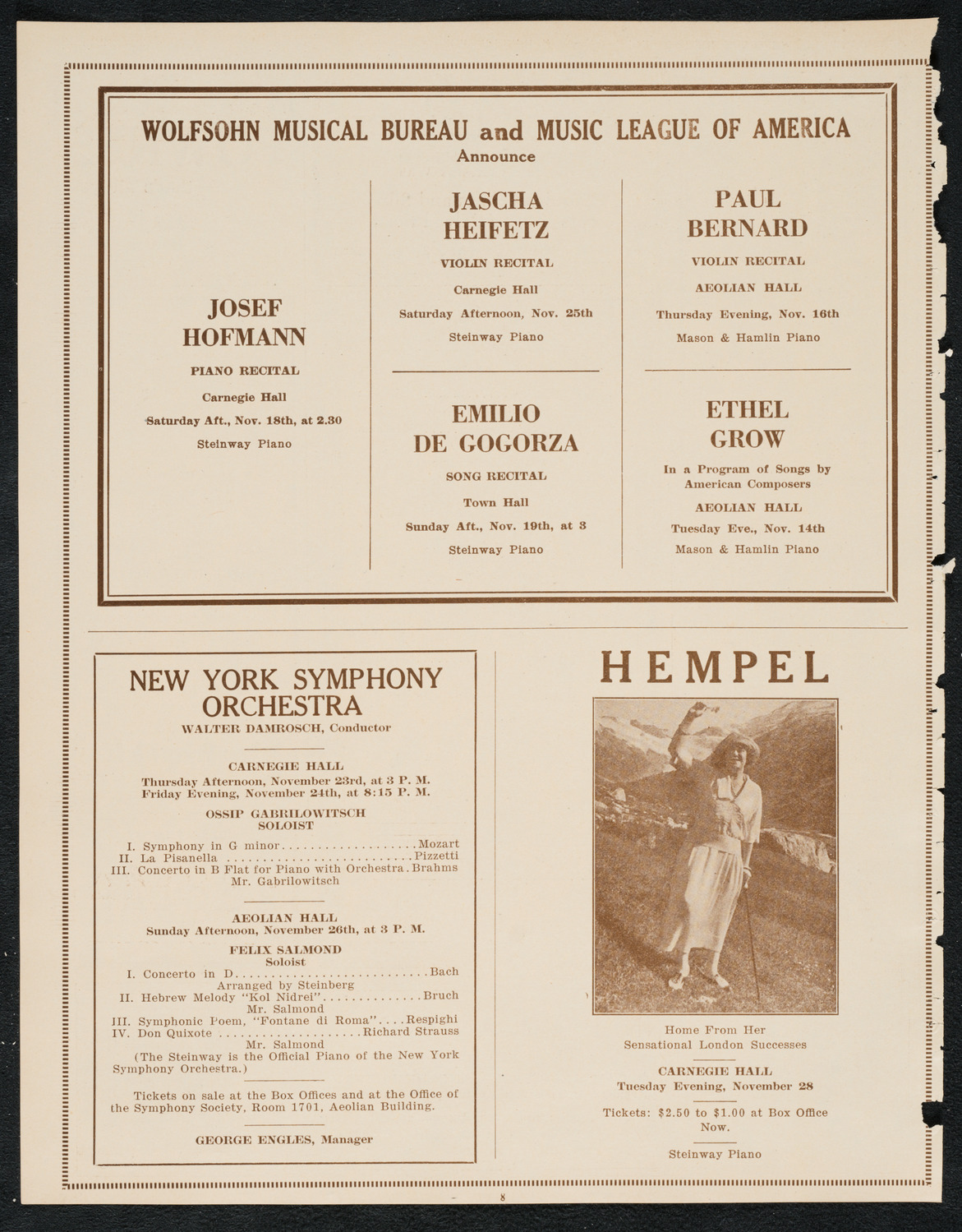 Benefit Concert for Mrs. Oscar Hammerstein, November 13, 1922, program page 8