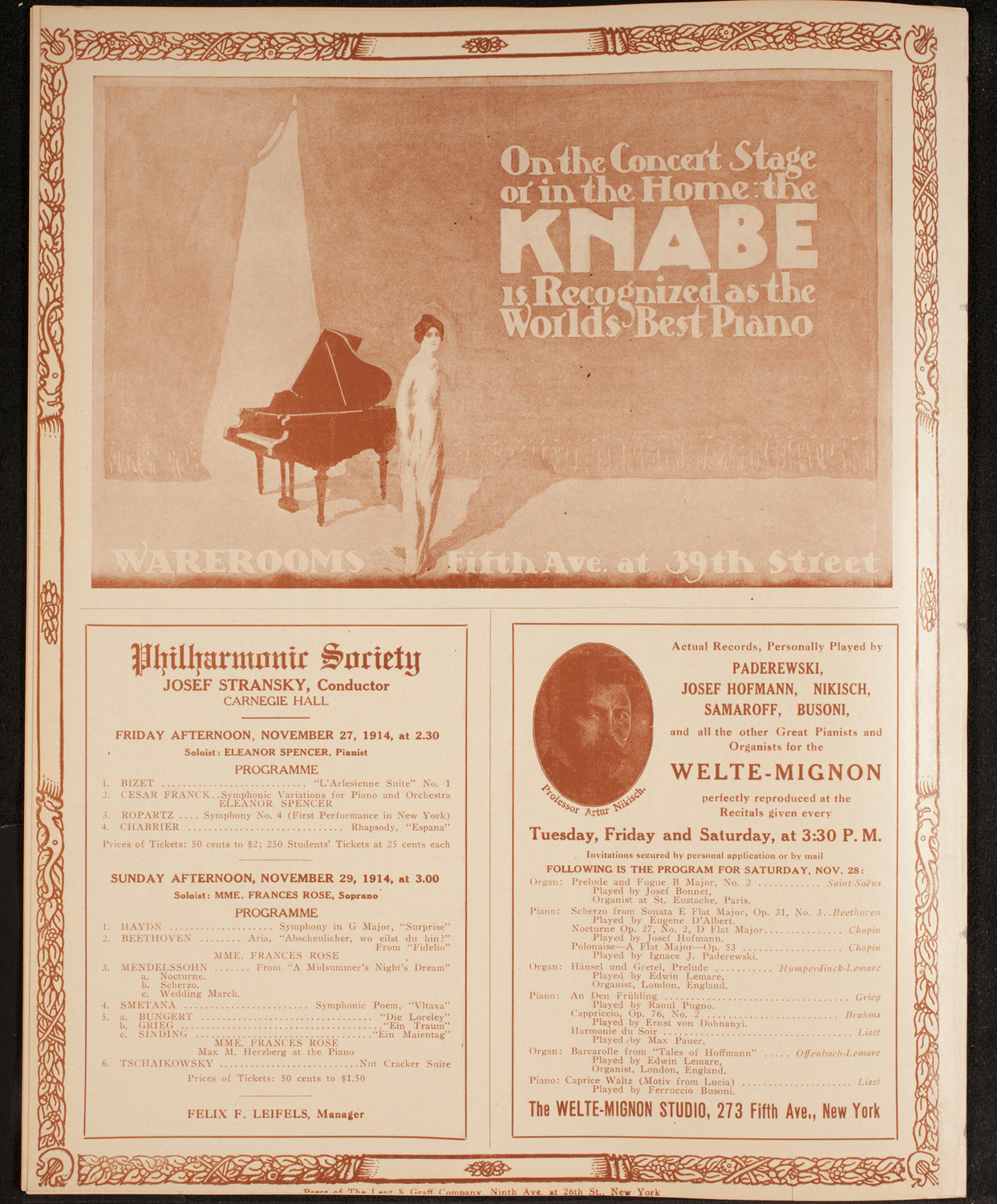 New York Philharmonic, November 21, 1914, program page 12