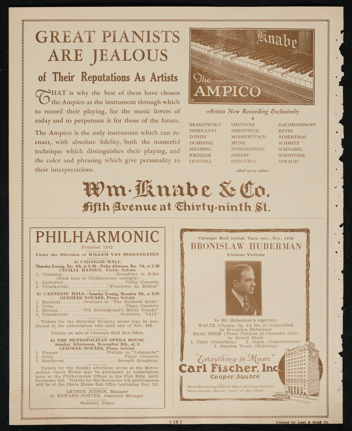 New York Symphony Orchestra, November 6, 1924, program page 12