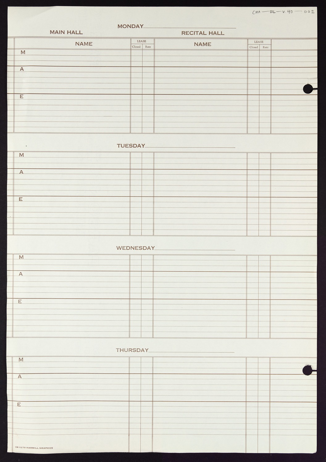 Carnegie Hall Booking Ledger, volume 40, page 2