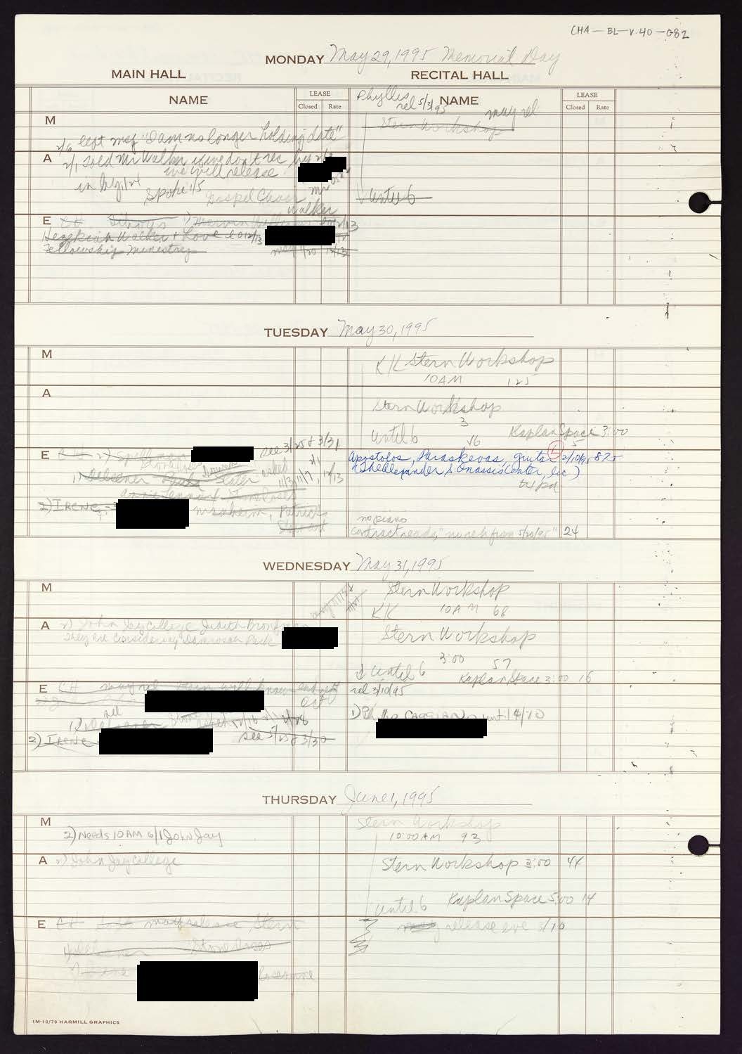 Carnegie Hall Booking Ledger, volume 40, page 82