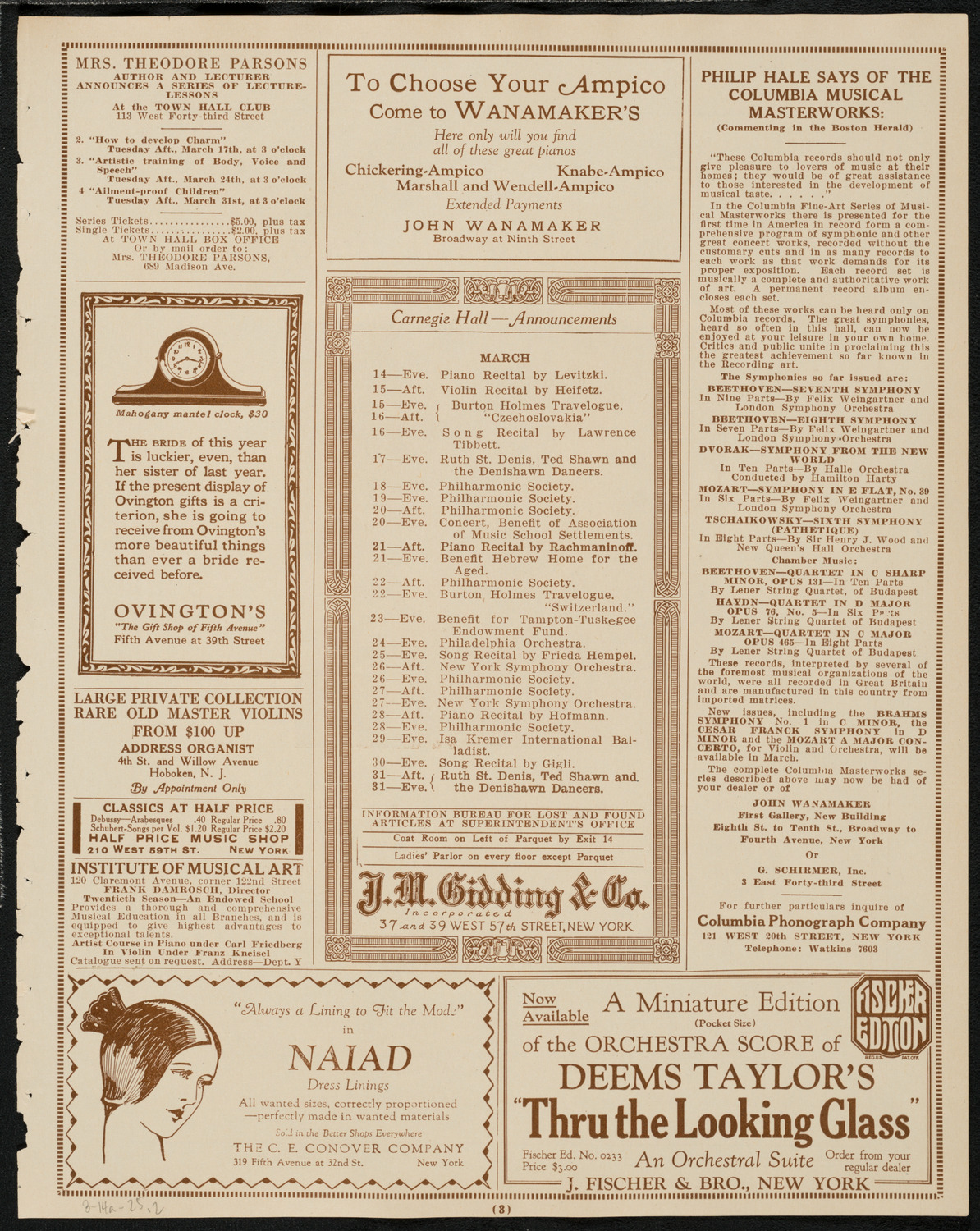 Boston Symphony Orchestra, March 14, 1925, program page 3