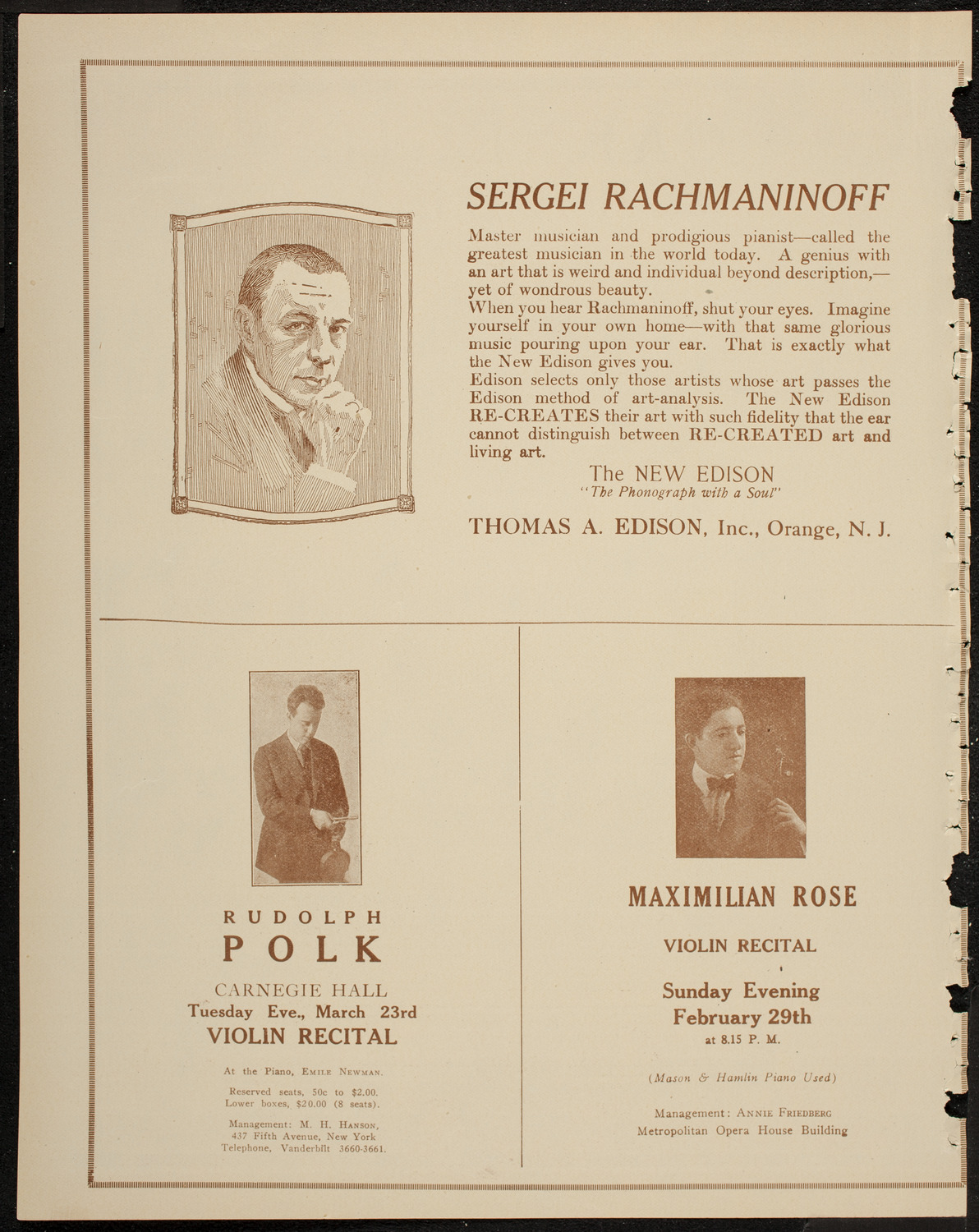 Theo Karle, Tenor, February 23, 1920, program page 2