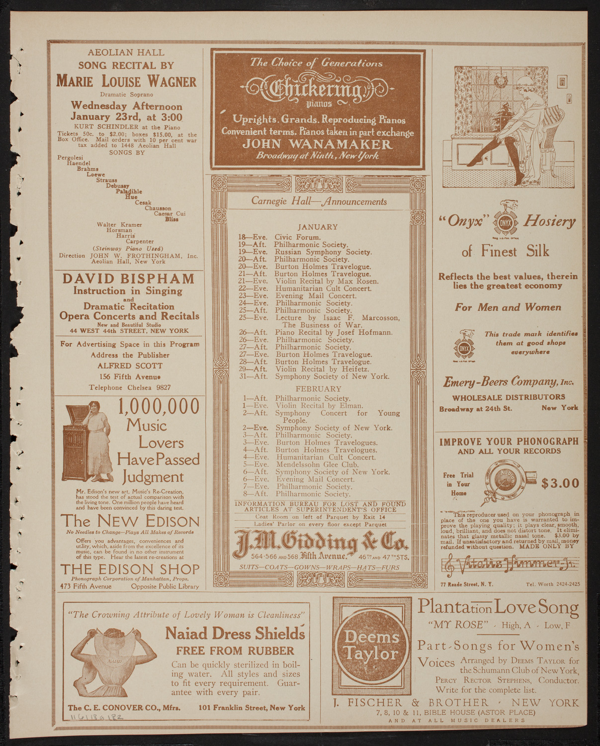 New York Philharmonic: Beethoven-Brahms Festival, January 18, 1918, program page 3