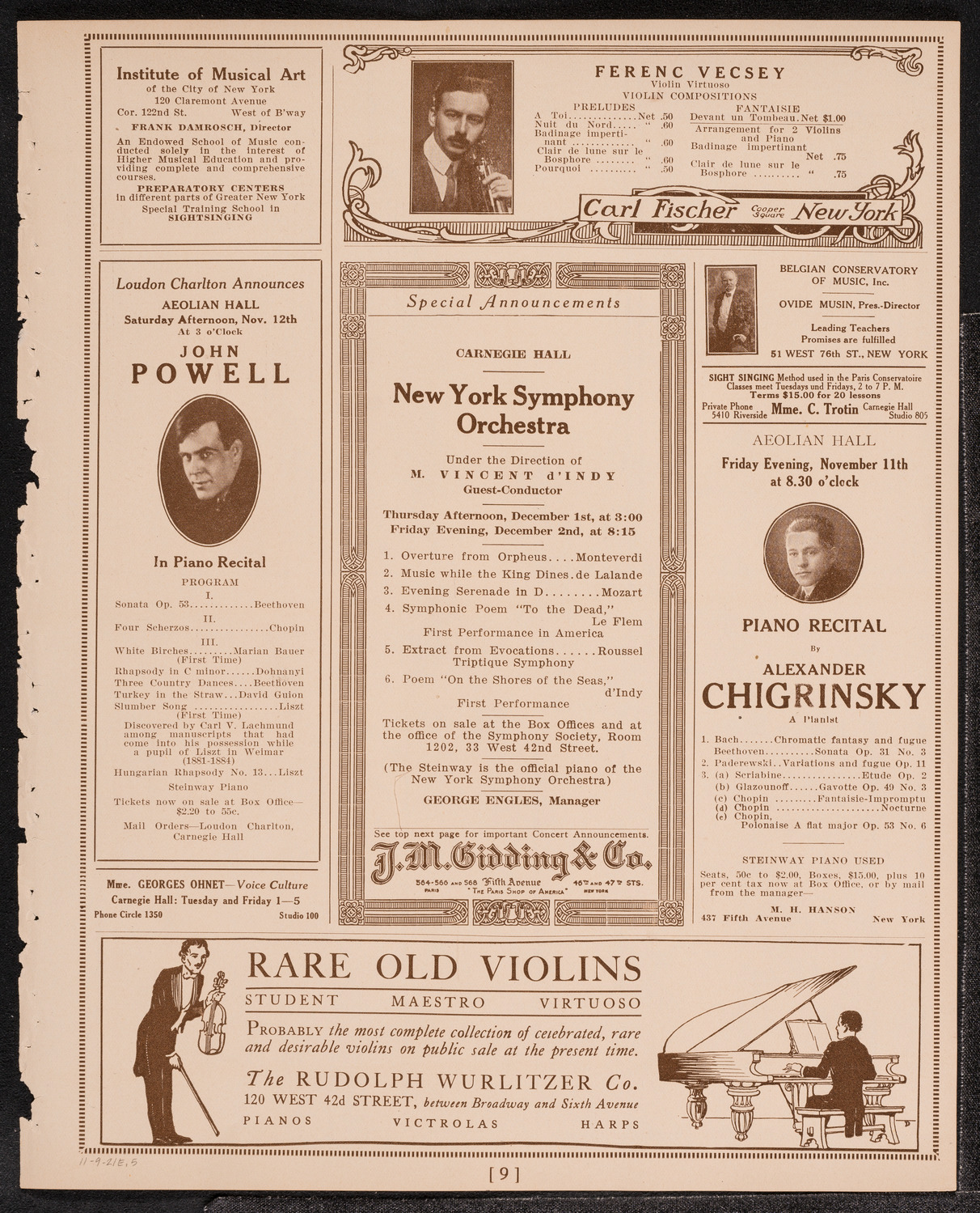 Giuseppe Danise, Baritone, November 9, 1921, program page 9