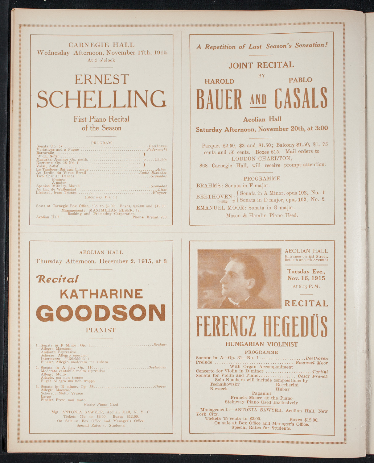 Leopold Godowsky, Piano, November 13, 1915, program page 10
