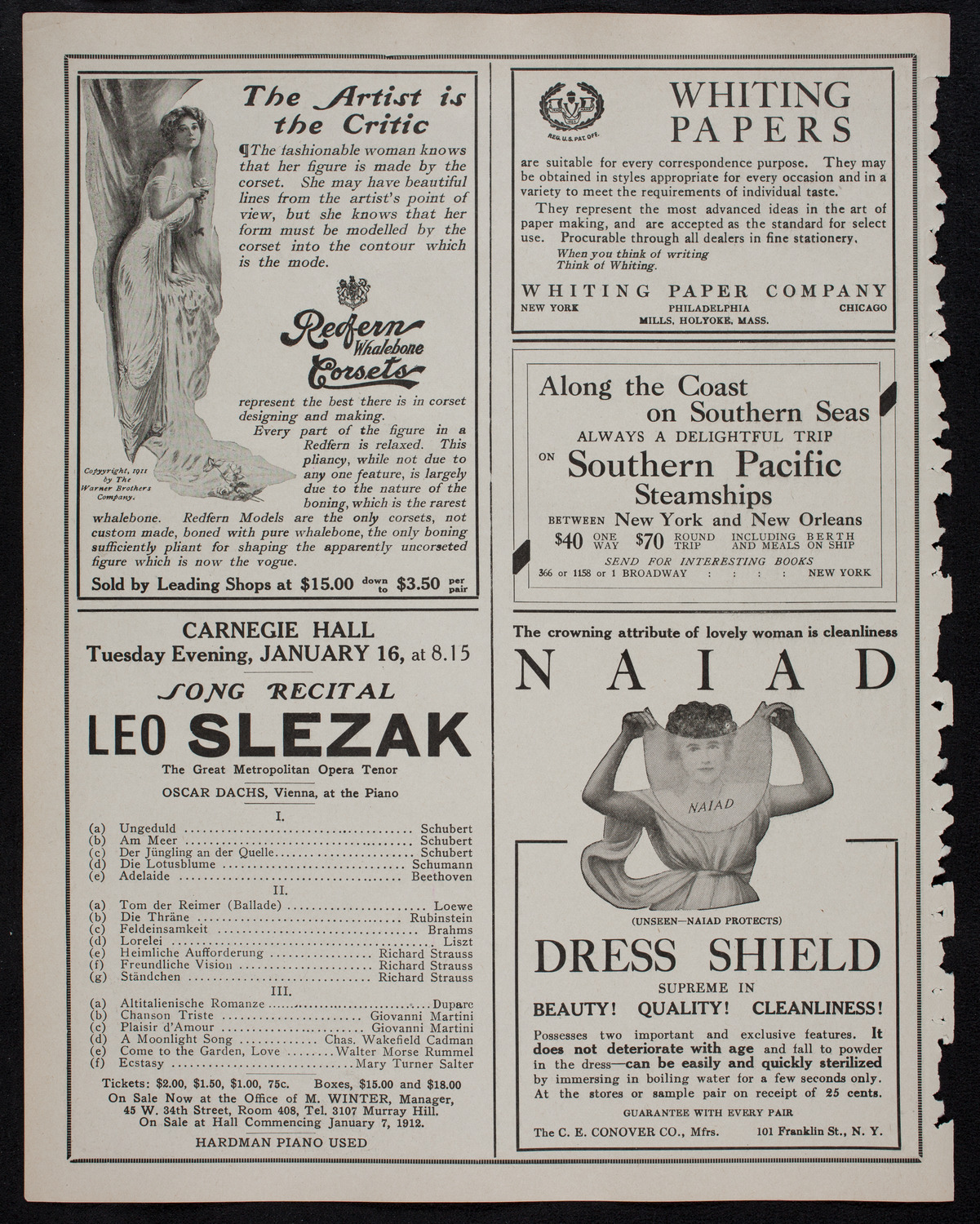 New York Philharmonic, January 7, 1912, program page 2