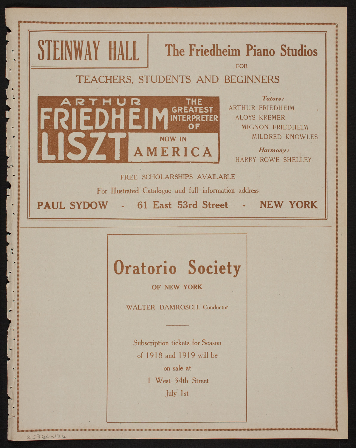 Metropolitan Opera House Orchestra, June 4, 1918, program page 11