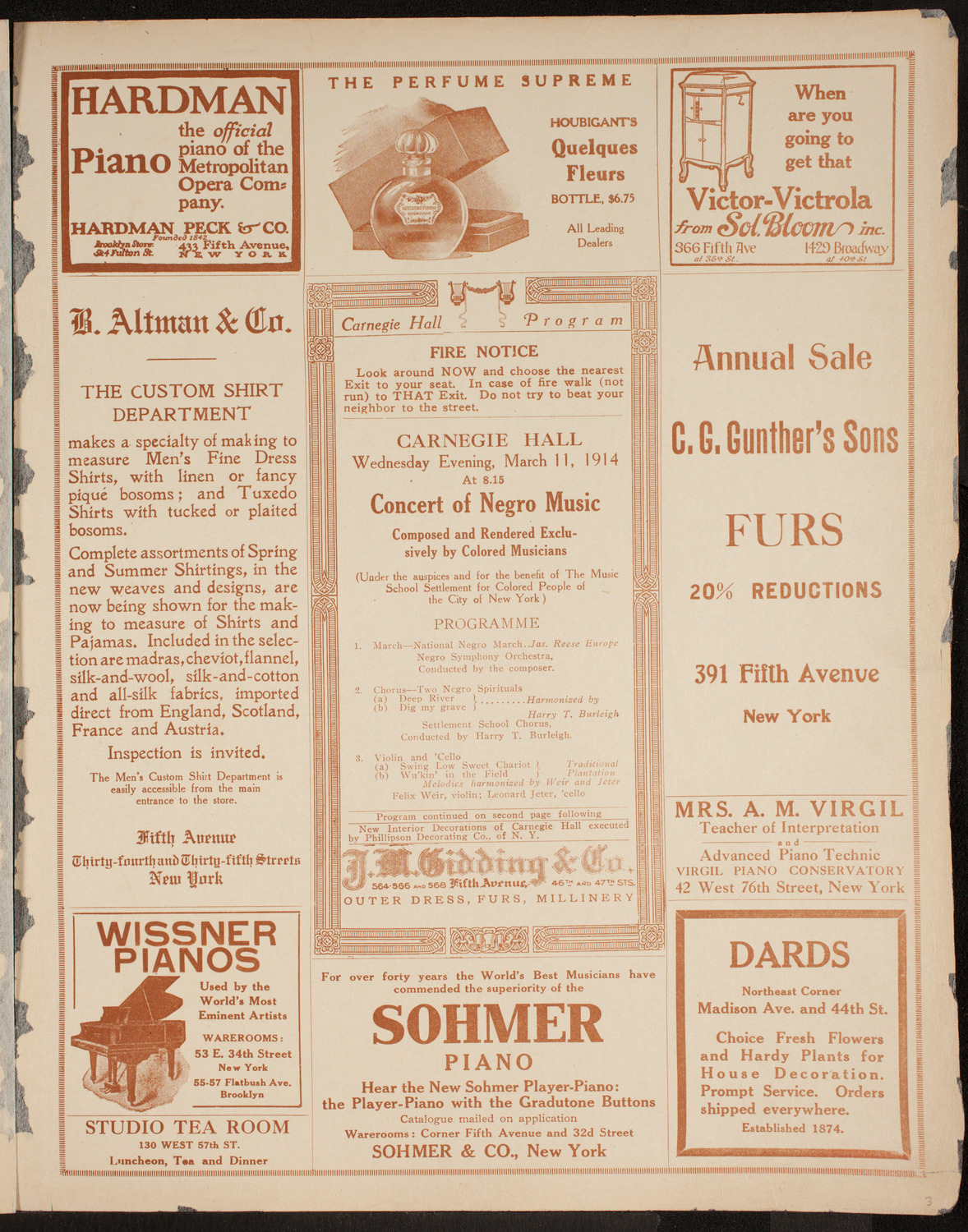 Concert of Negro Music, March 11, 1914, program page 5