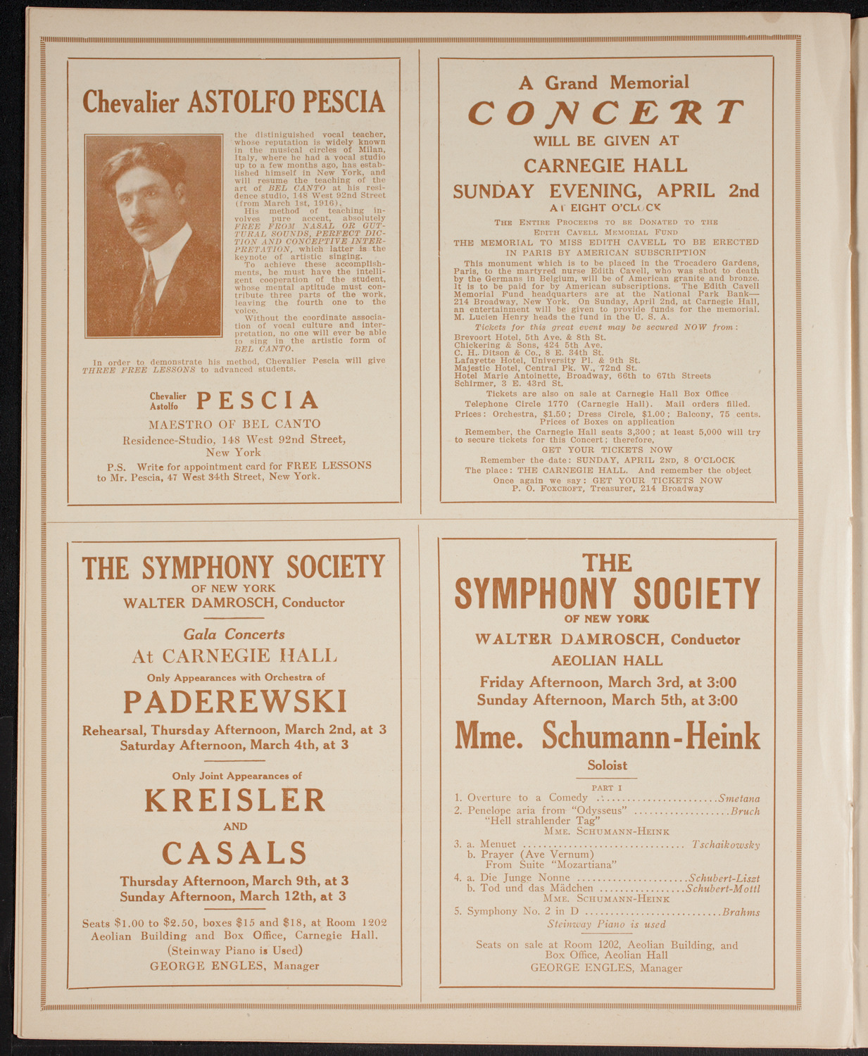Benefit: The Laymen's League for Retreats and Social Studies, February 28, 1916, program page 8