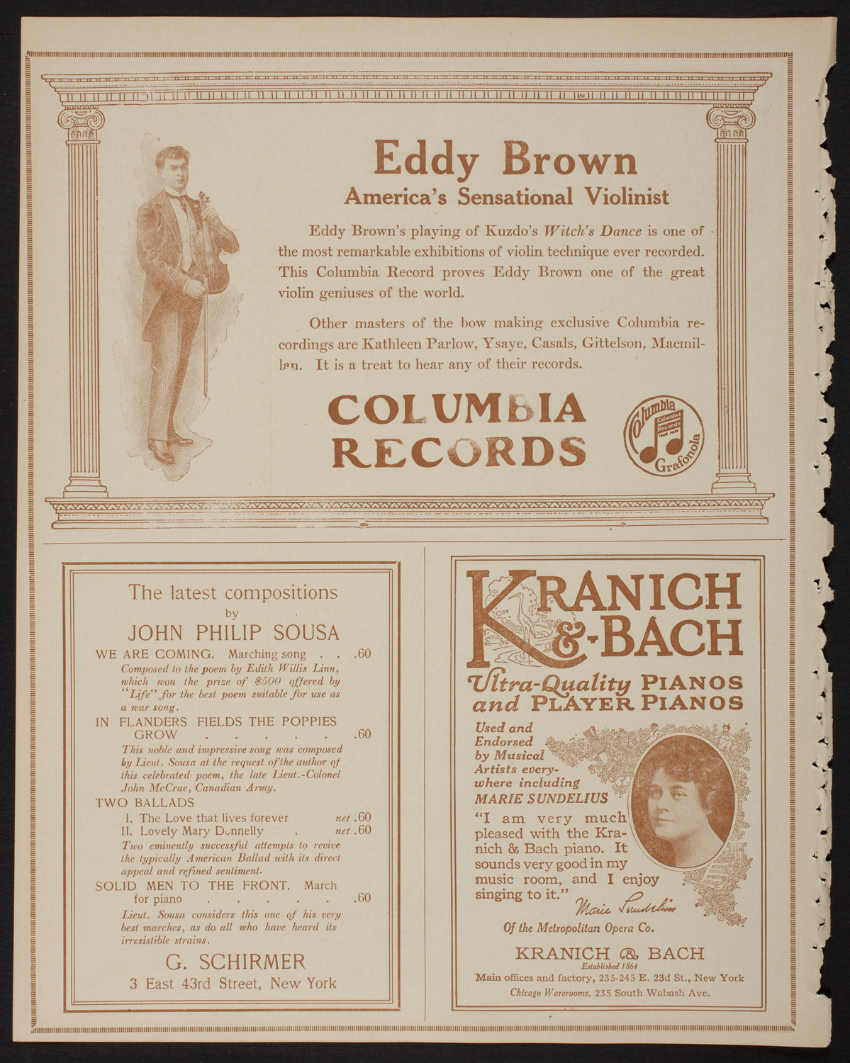 Eddy Brown, Violin, March 17, 1918, program page 6