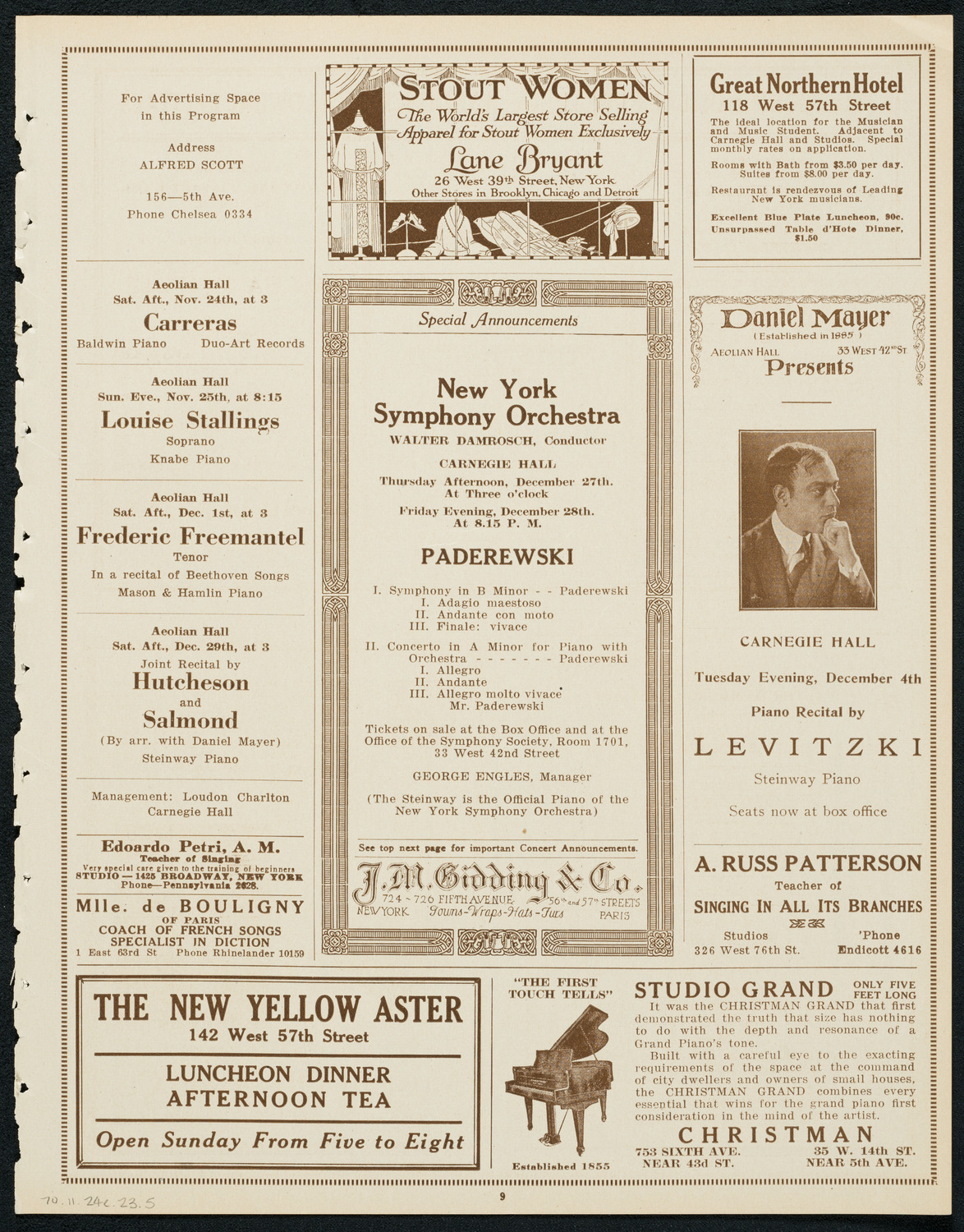 New York Philharmonic, November 24, 1923, program page 9