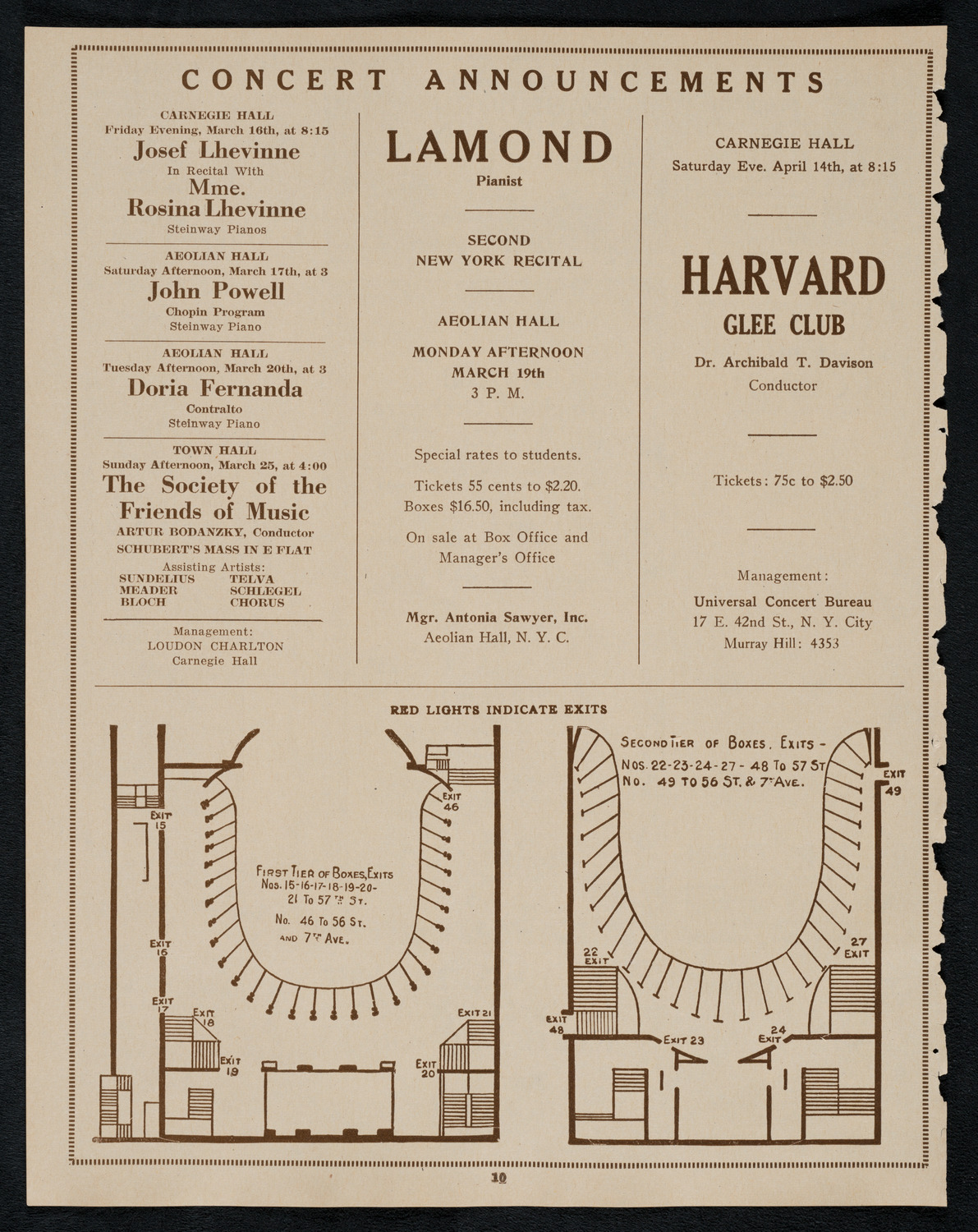 Schola Cantorum of New York, March 14, 1923, program page 10