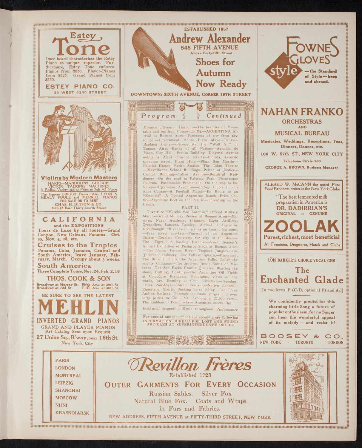 Roy Chandler's South American Series: Spring Byington-Chandler "A Trip to the Argentine", November 24, 1915, program page 7