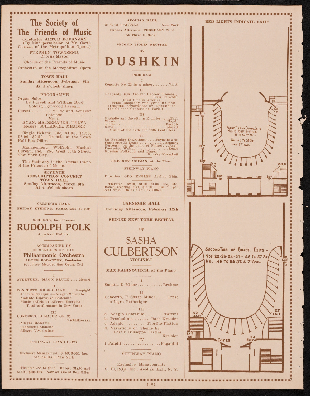 New York Philharmonic, January 31, 1925, program page 10