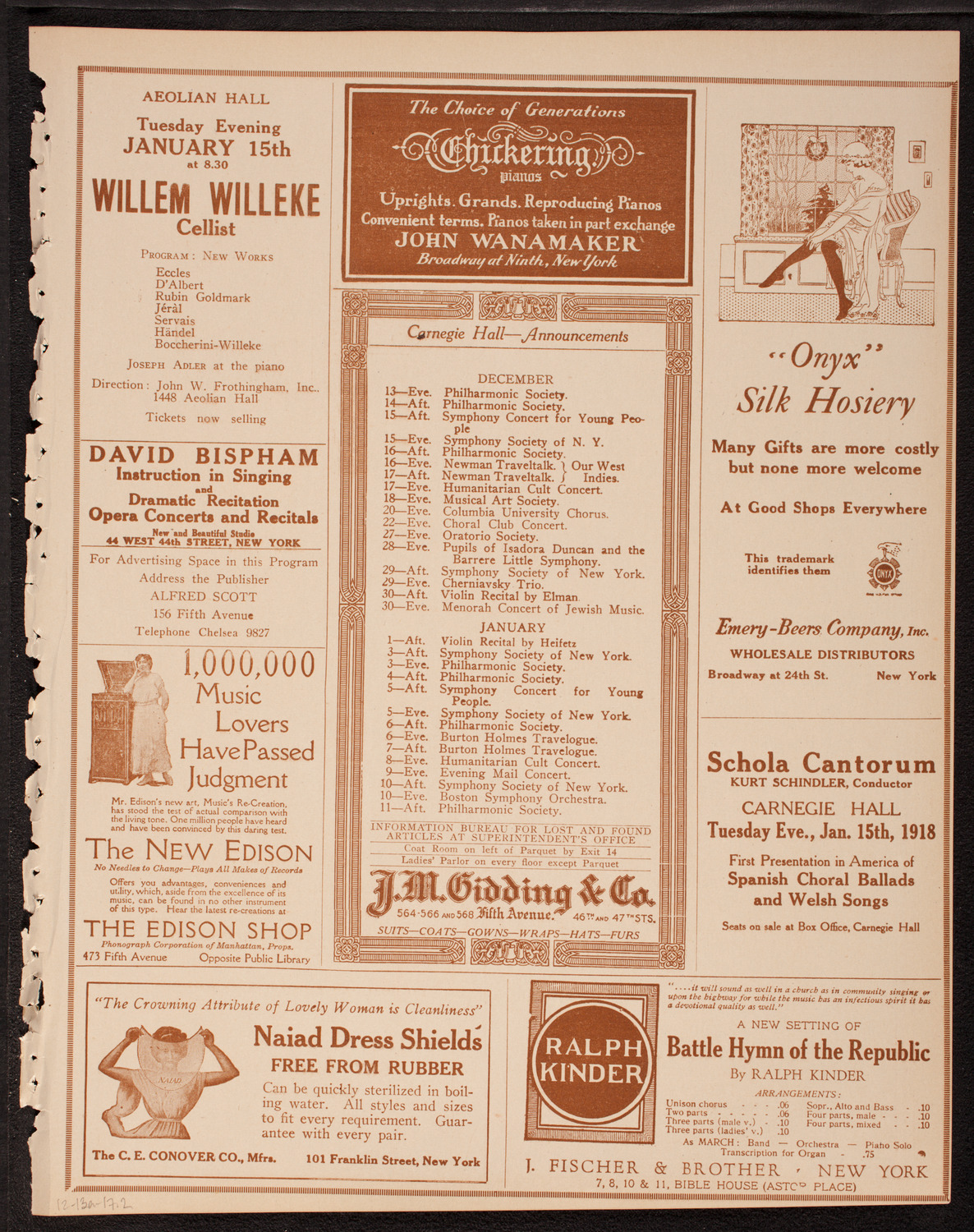 New York Symphony Orchestra, December 13, 1917, program page 3