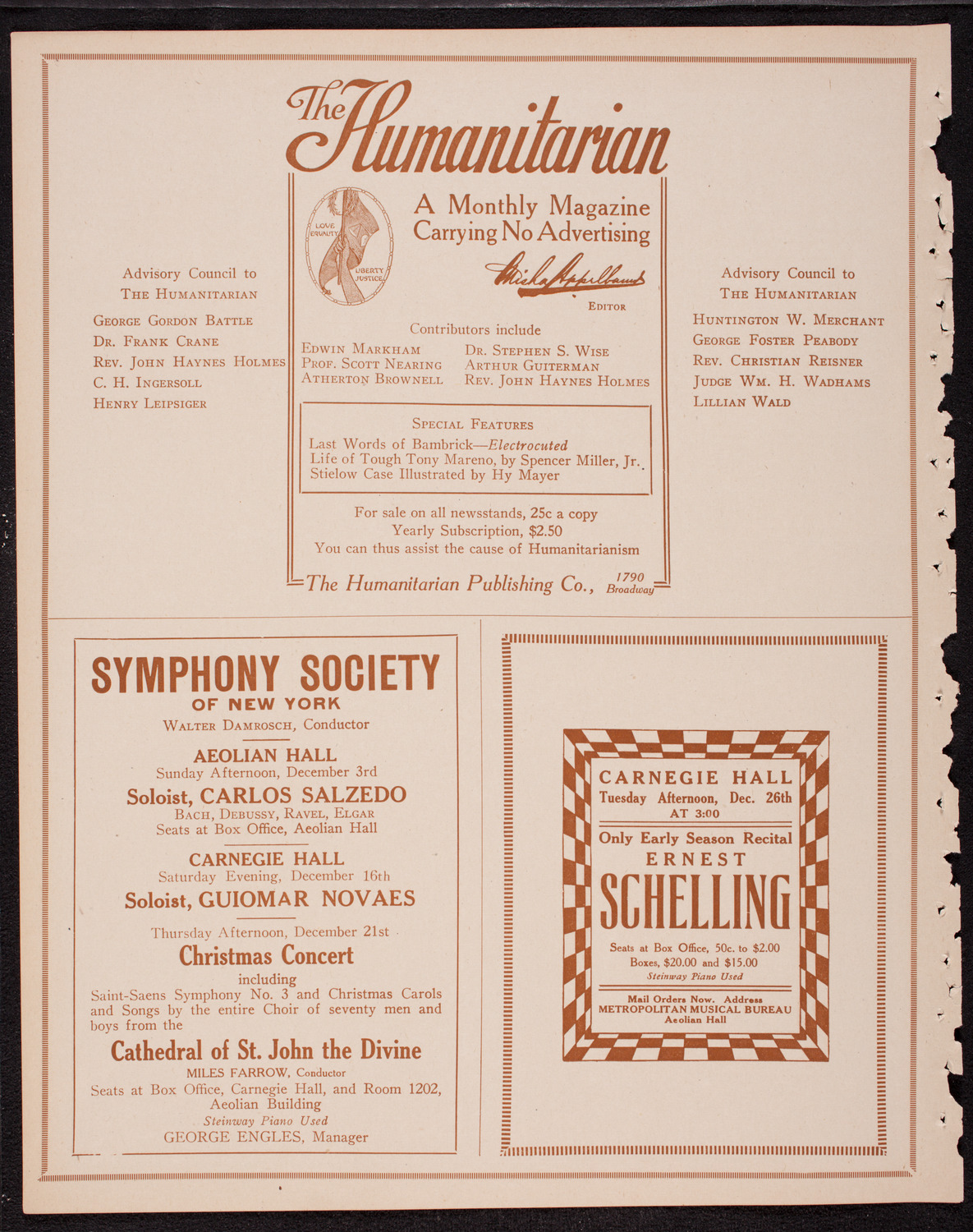 Germaine Schnitzer, Piano, November 30, 1916, program page 8