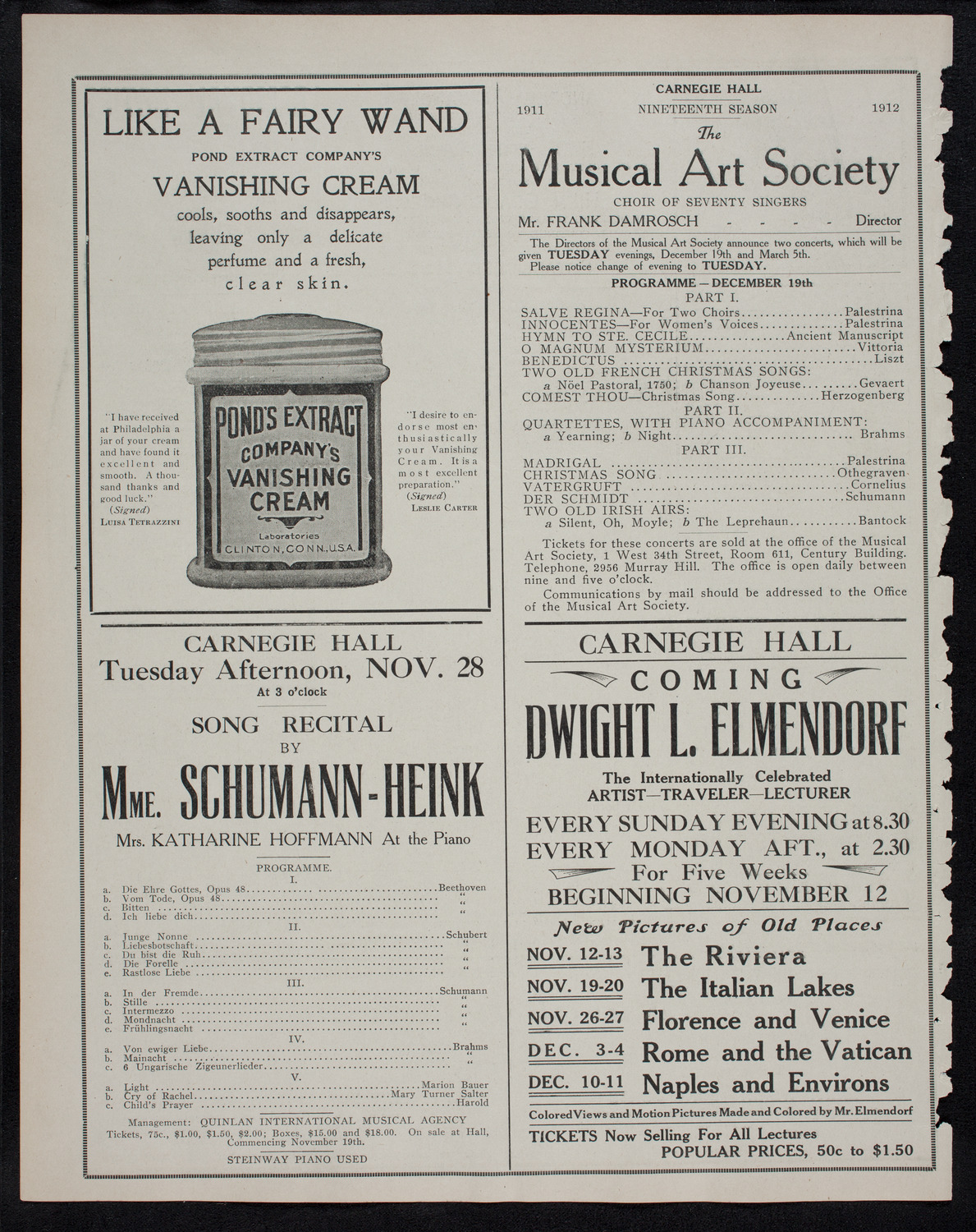 Boston Symphony Orchestra, November 9, 1911, program page 8